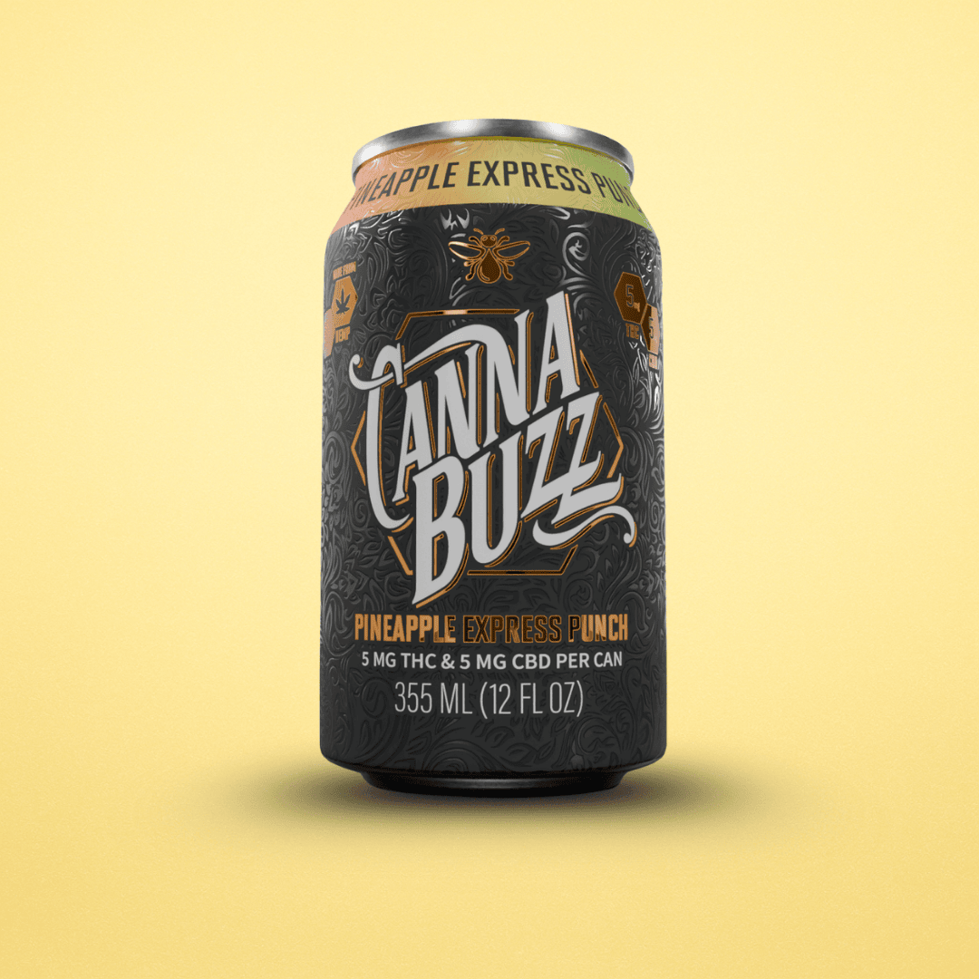 CannaBuzz Pineapple Express Punch - 5mg THC + 5mg CBD Cannabis Beverage