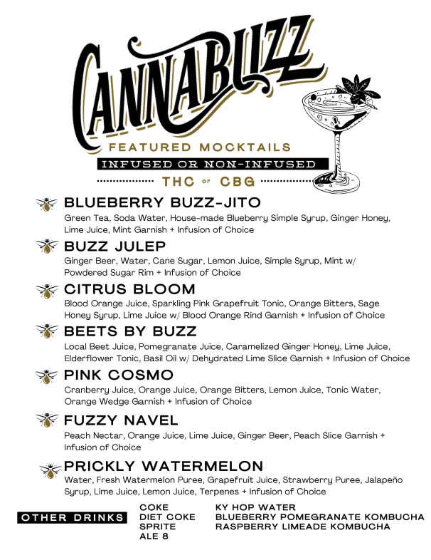 CannaBuzz THC and CBG Infused Menu - July 2025